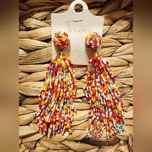 Multi-Colored, Fun Seed Bead Dangle Earrings